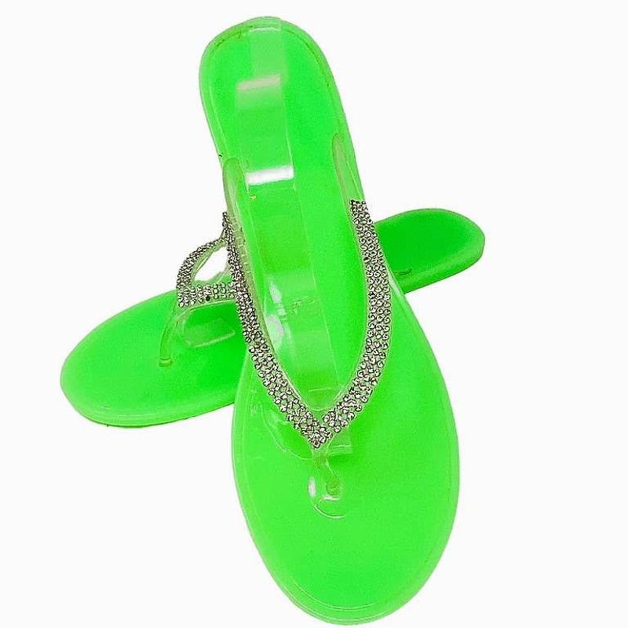 These Sparkling Green Rhinestone Flip Flop Summer Depop