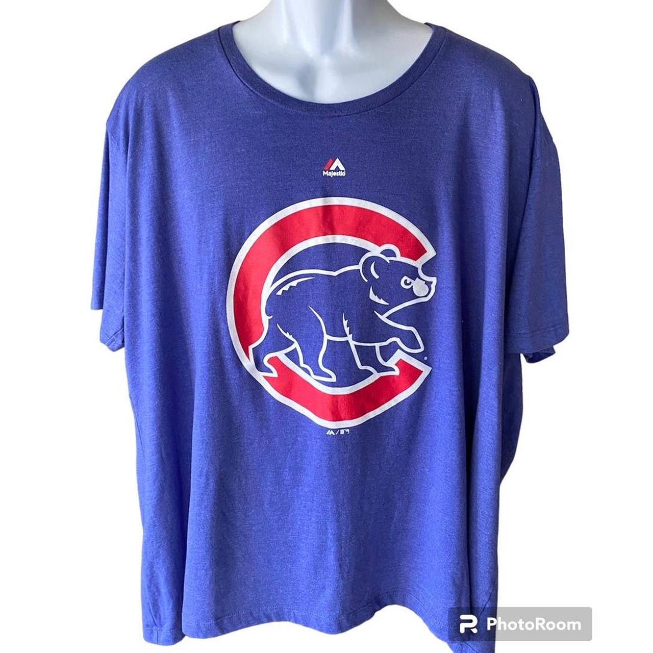 Majestic Mens Blue Chicago Cubs T-Shirt - Depop