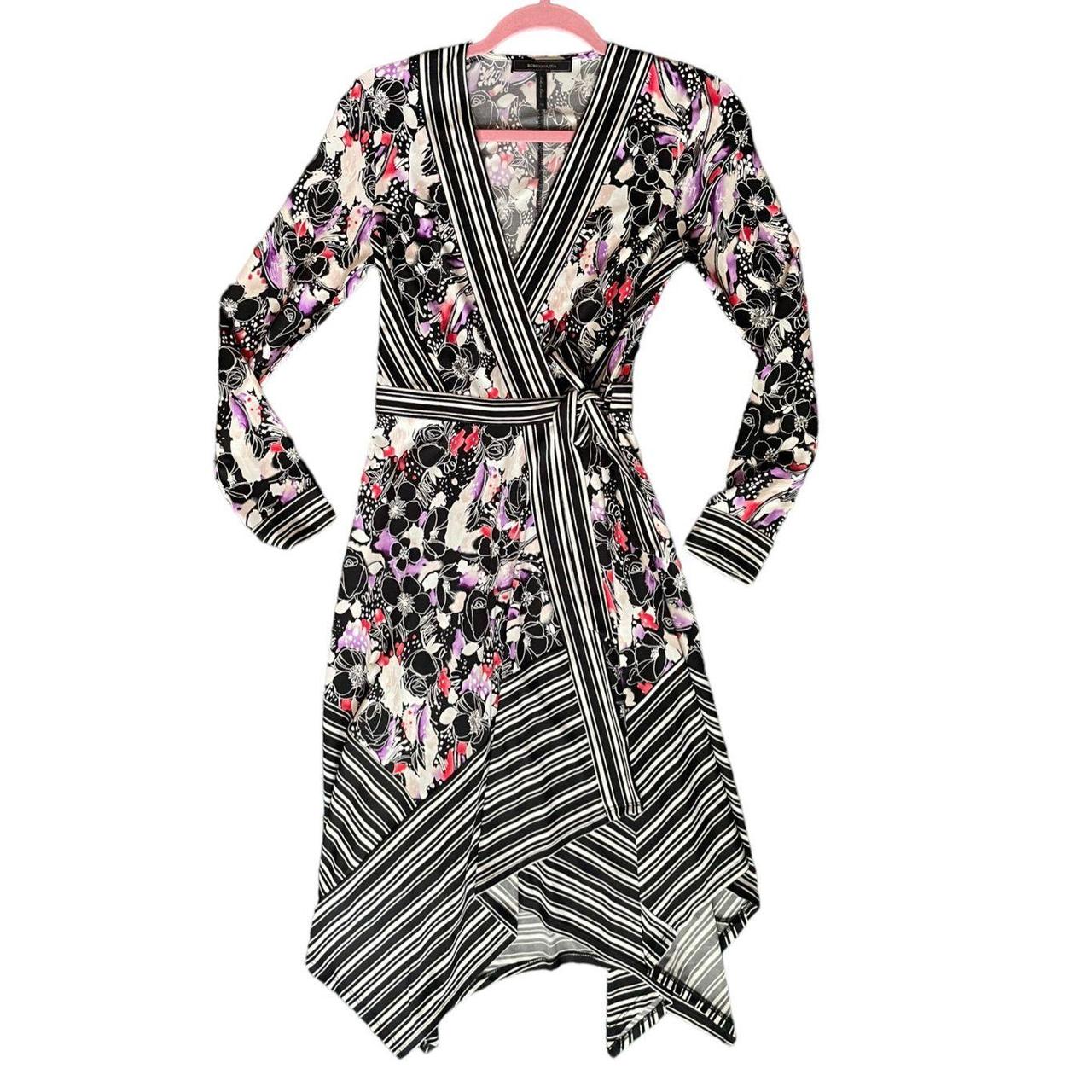 BCBGMaxazria Floral Long Sleeve Wrap Dress Size Depop