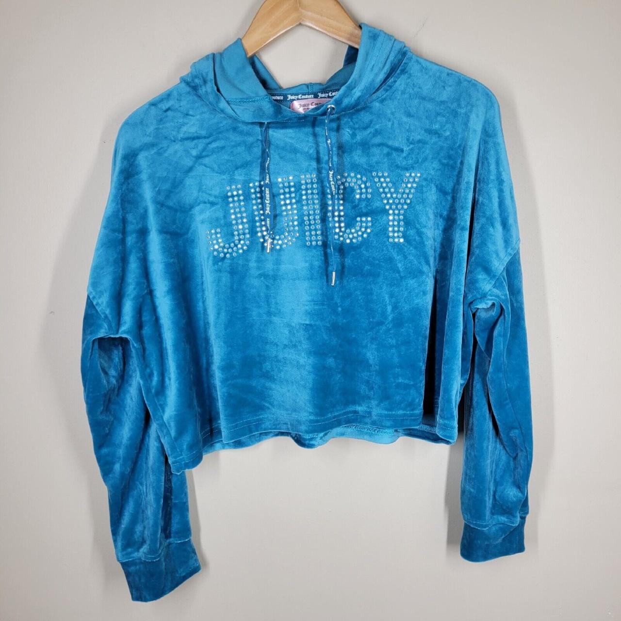 Juicy Couture Sleepwear Teal Bling Velour Cropped... - Depop