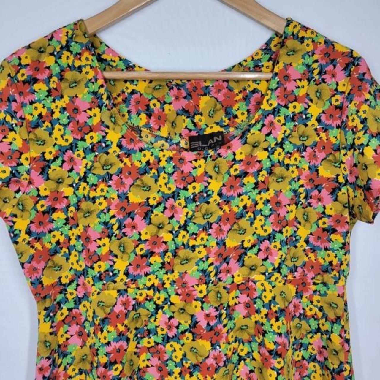 Vintage 90s Y2K Elan Colorful Floral Funky Retro... - Depop