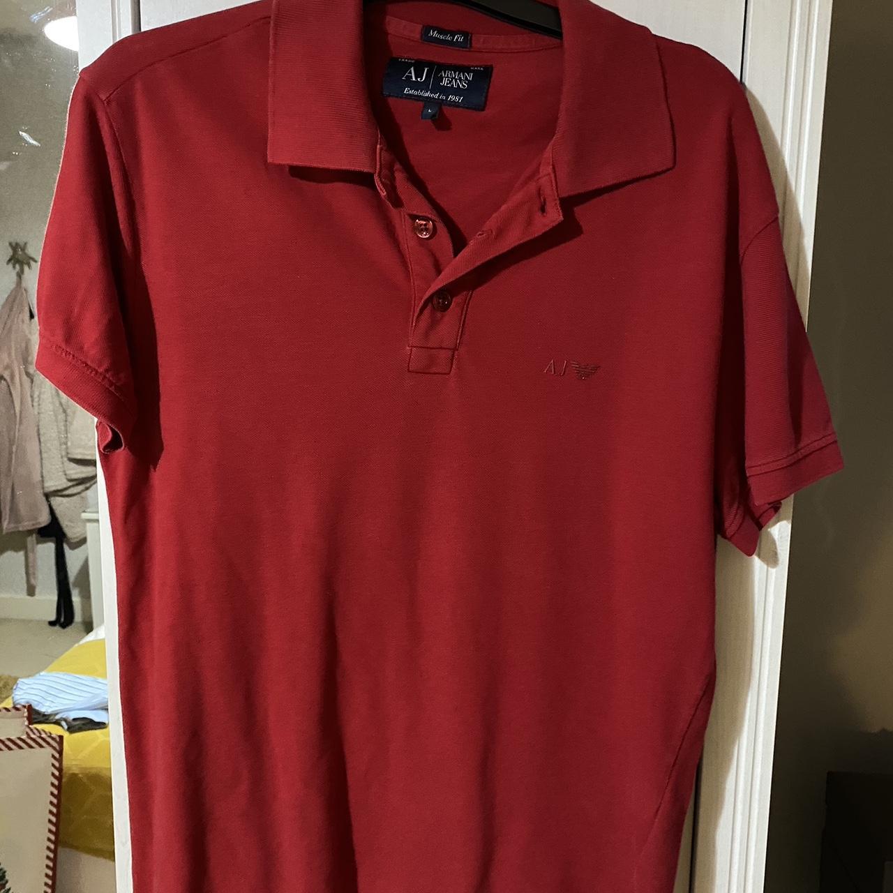 OPEN TO OFFERS Mens Armani Jeans red polo shirt Depop