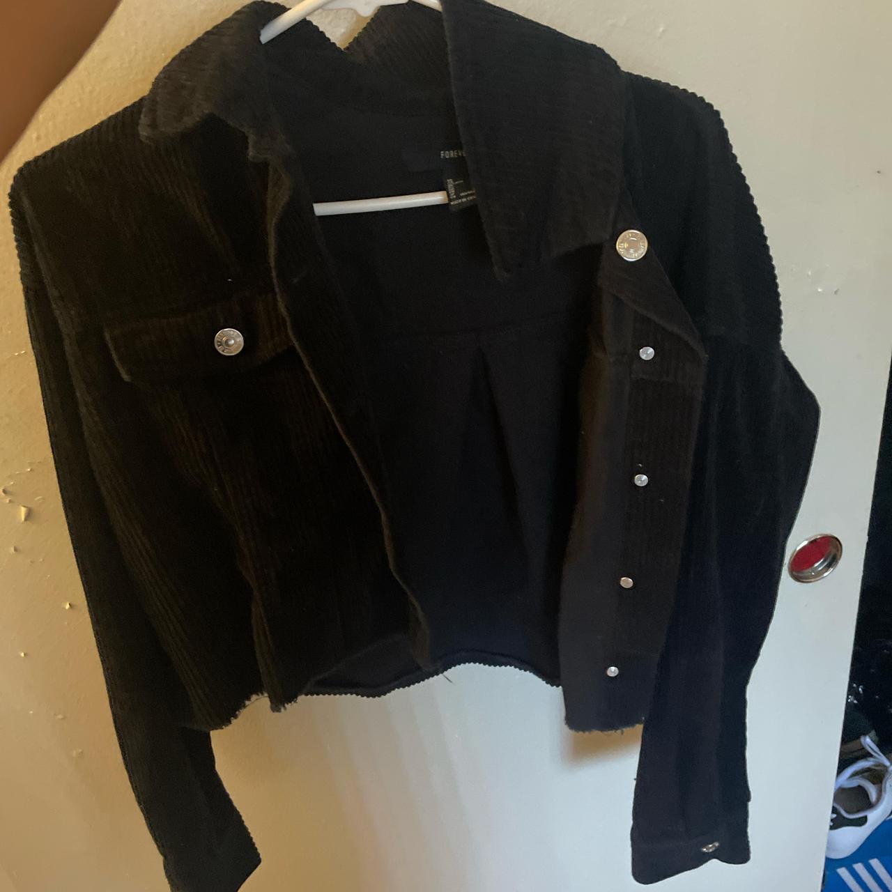 Small black corduroy cropped jacket Depop