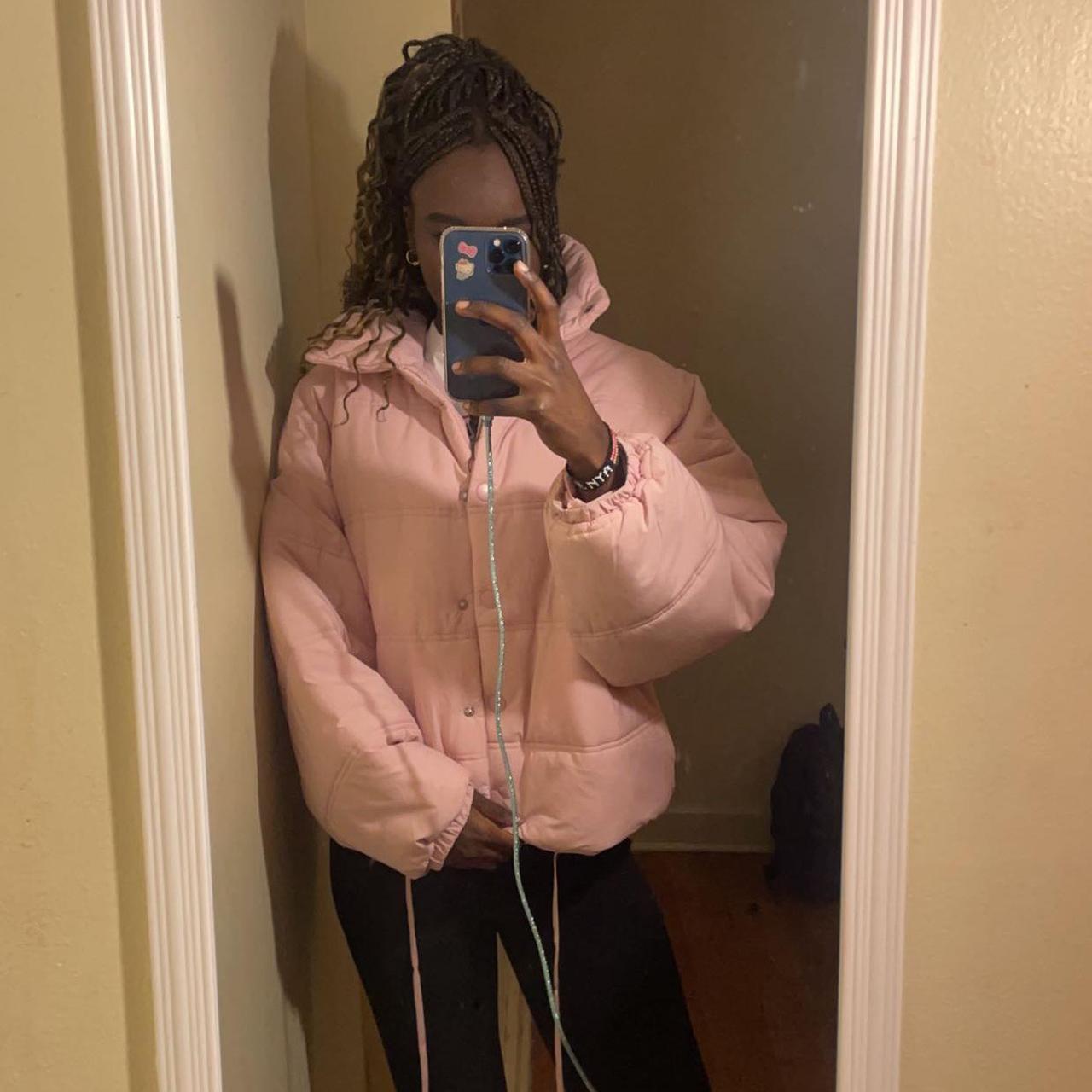 Pink puffer-jacket-oversized - Depop