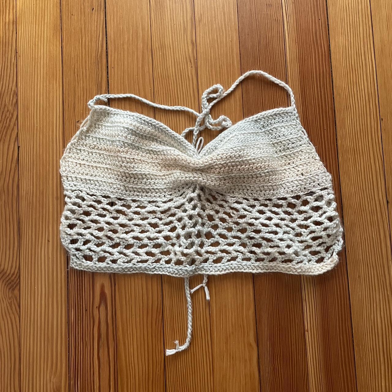 Cinched crochet top w/ tie back! Cute for the beach... - Depop
