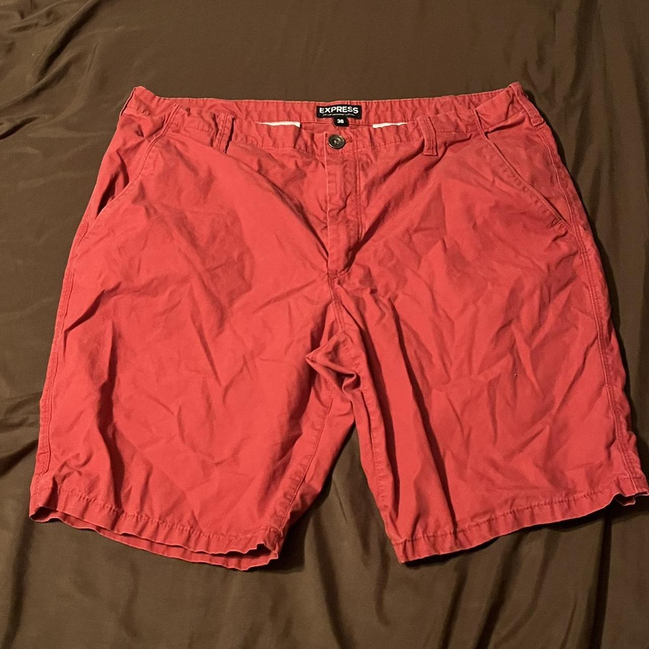 Express red cargo shorts size 36 Depop