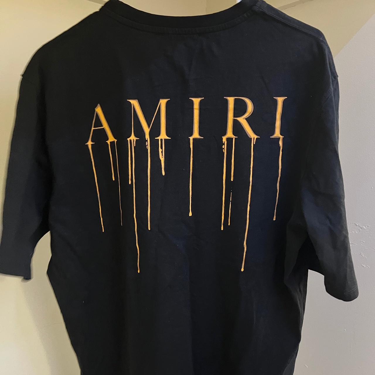 Amiri Men's Black and Orange Tshirt Depop