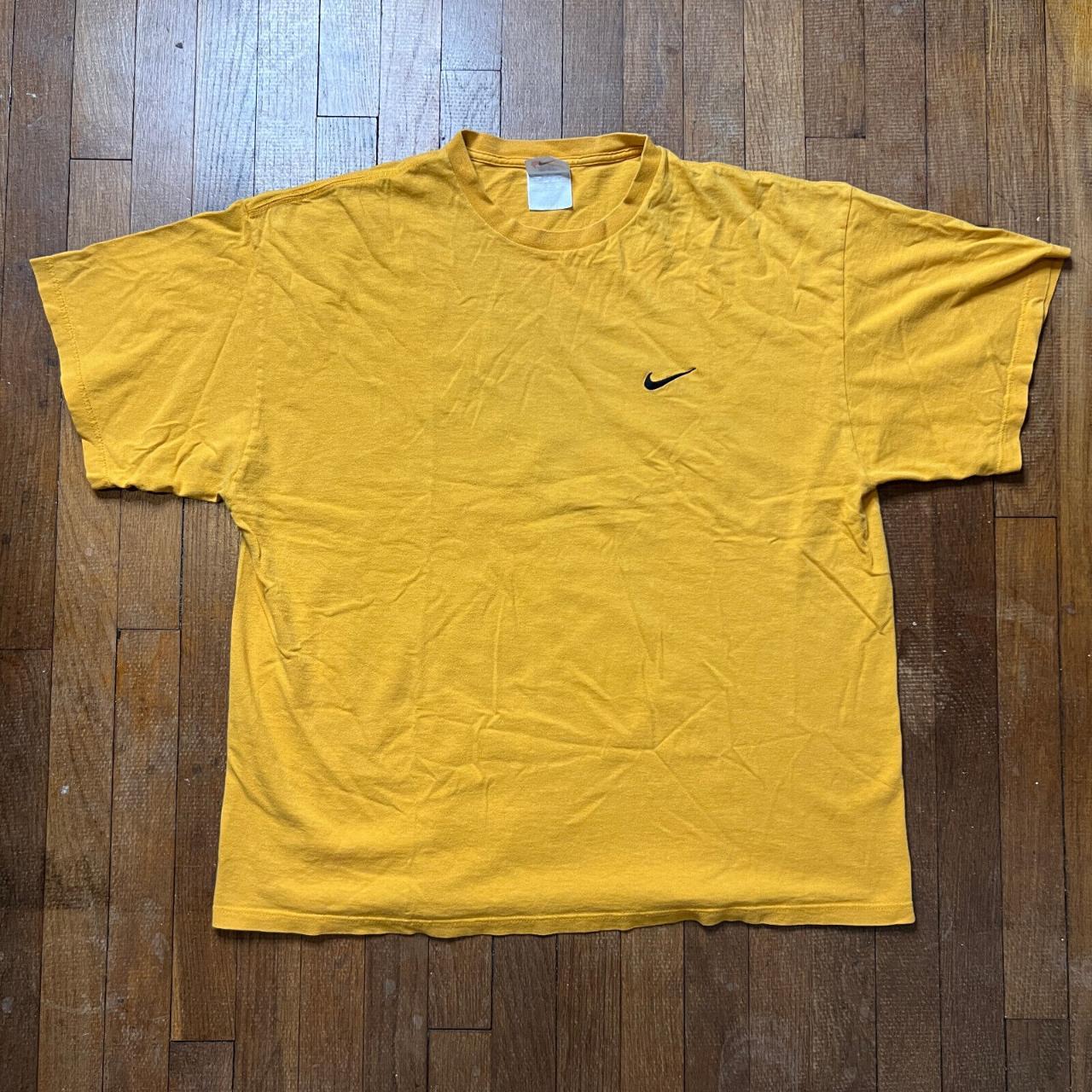 Vintage Nike Essential Embroidered Swoosh Mustard... - Depop