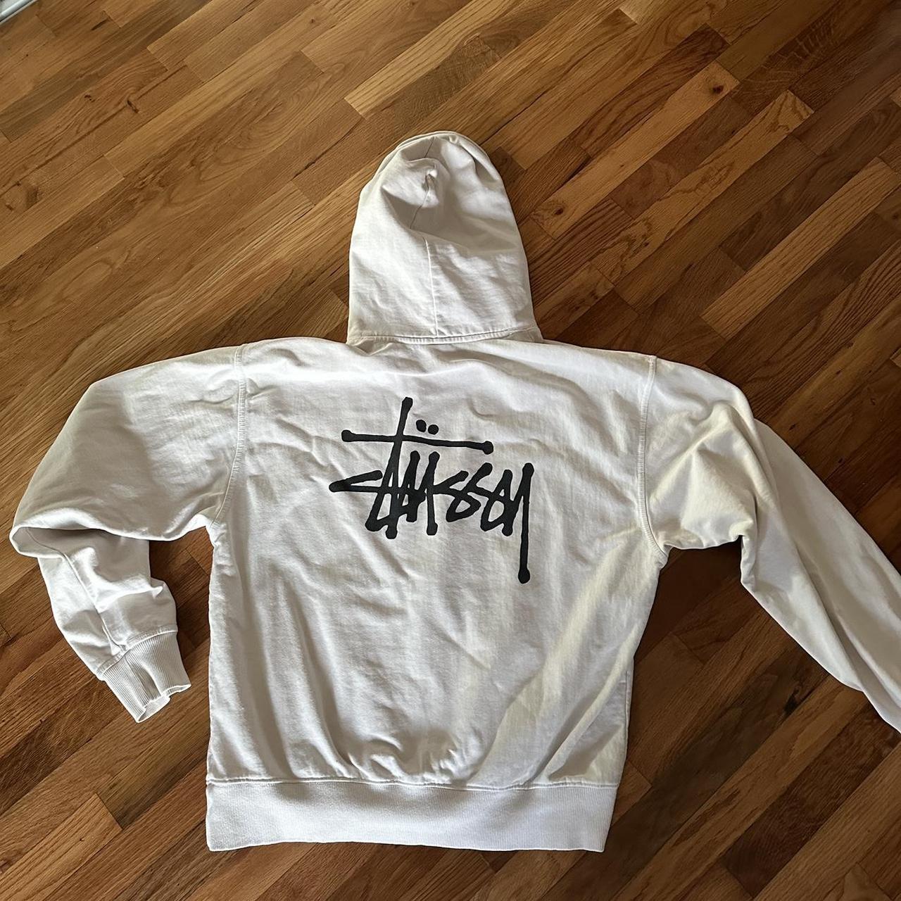 Authentic Stussy white and black hoodie streetwear Depop