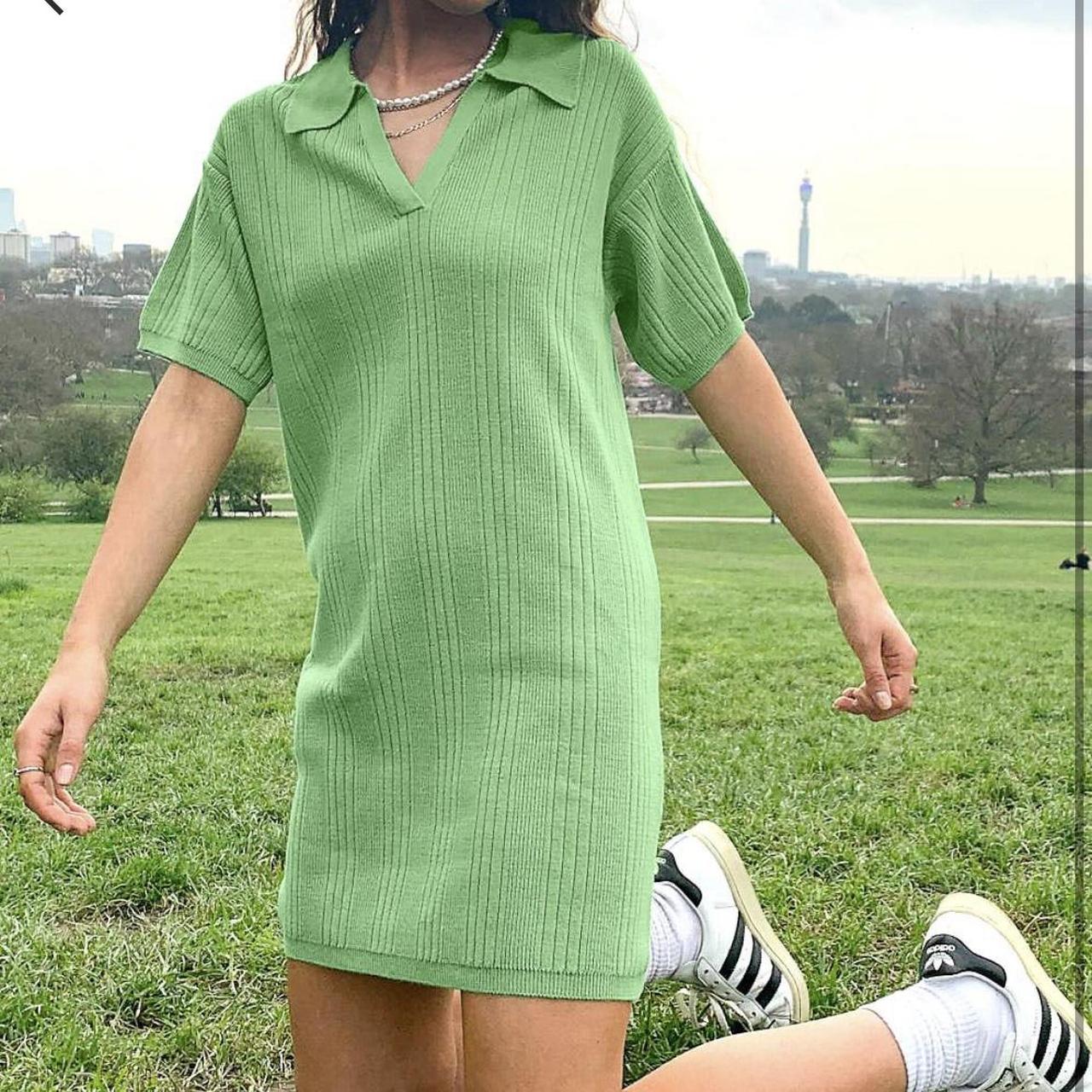ASOS dress Green knitted Summer dress with Collar... - Depop