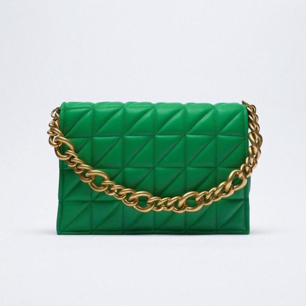 Zara Methacrylate Chain newest Box Bag, Color: Sage Green, NWOT