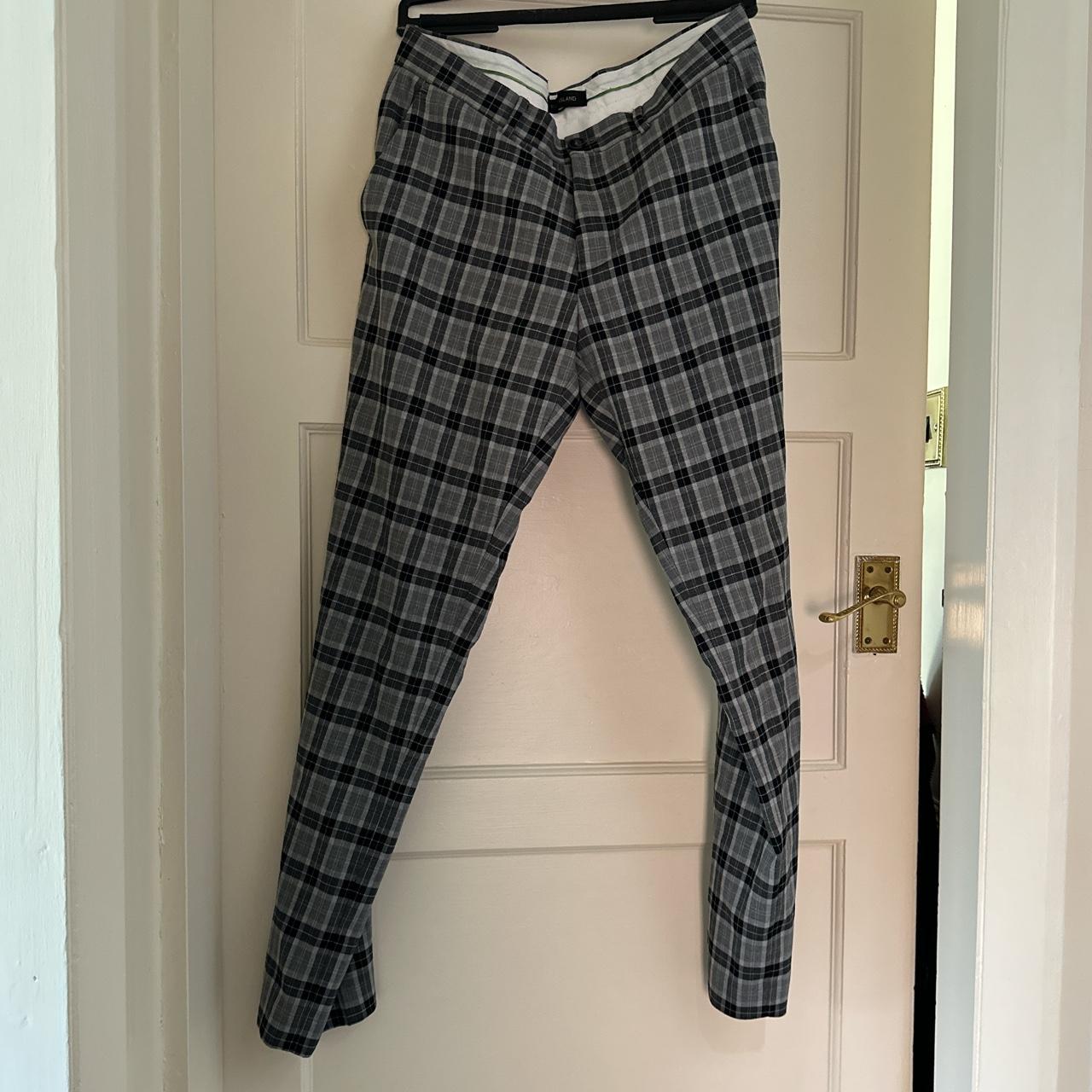River Island Mens Grey & Black Check Checkered... Depop