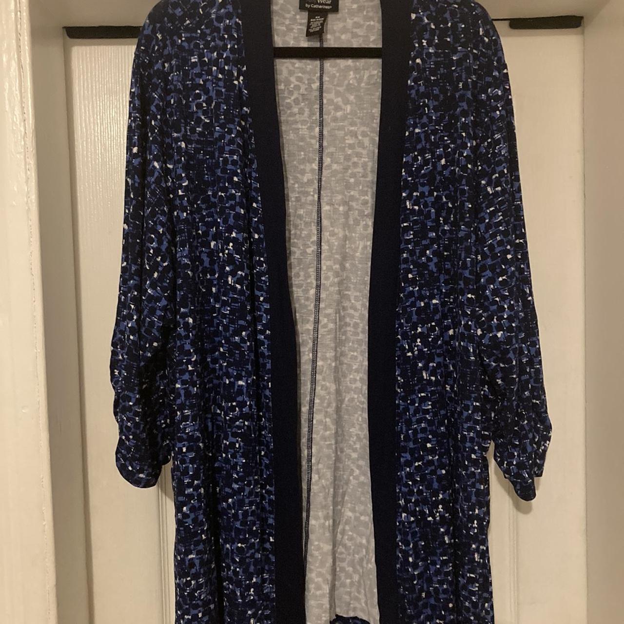 Catherine's Women's White and Blue Cardigan