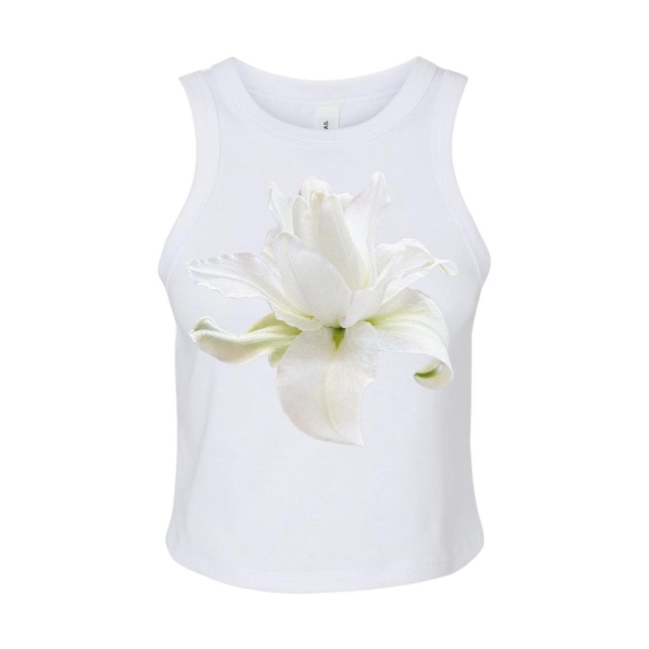 Double Oriental Lily tank top in white Size S Tagged... - Depop