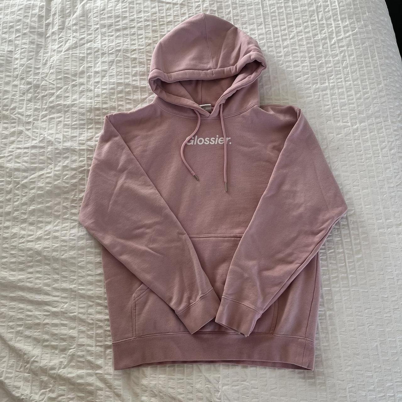 pink glossier hoodie size small light mark on left... - Depop