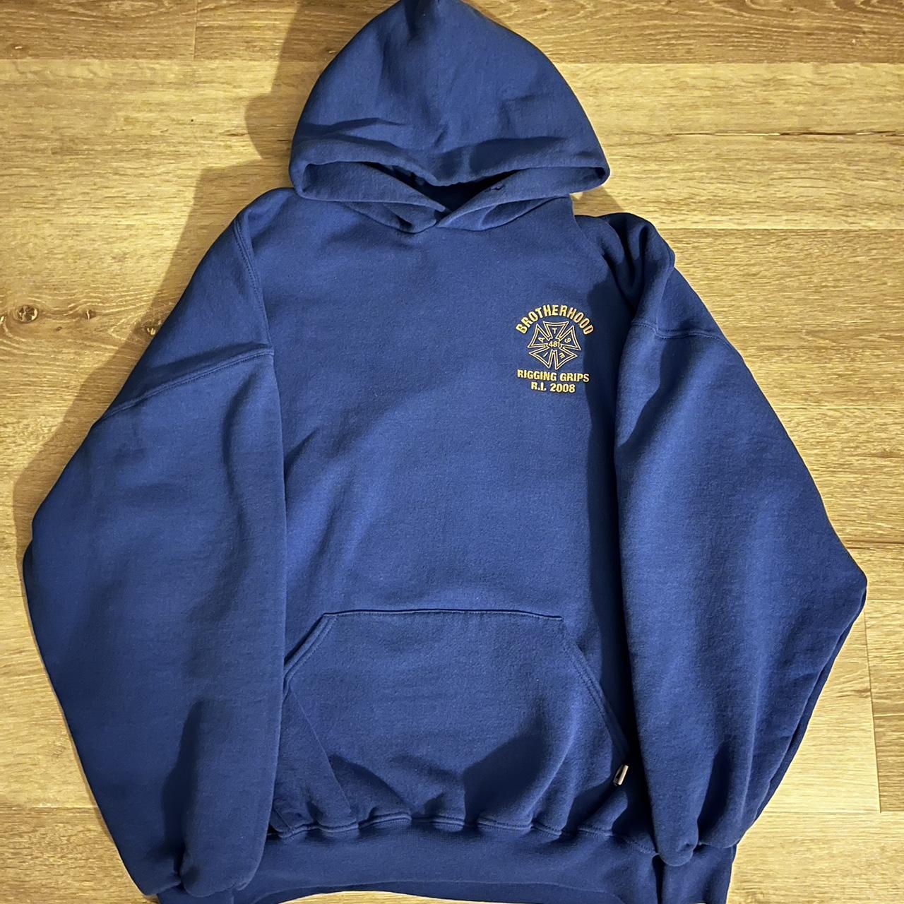 Blue Russell Hoodie No rips or stains Says XXL more... - Depop