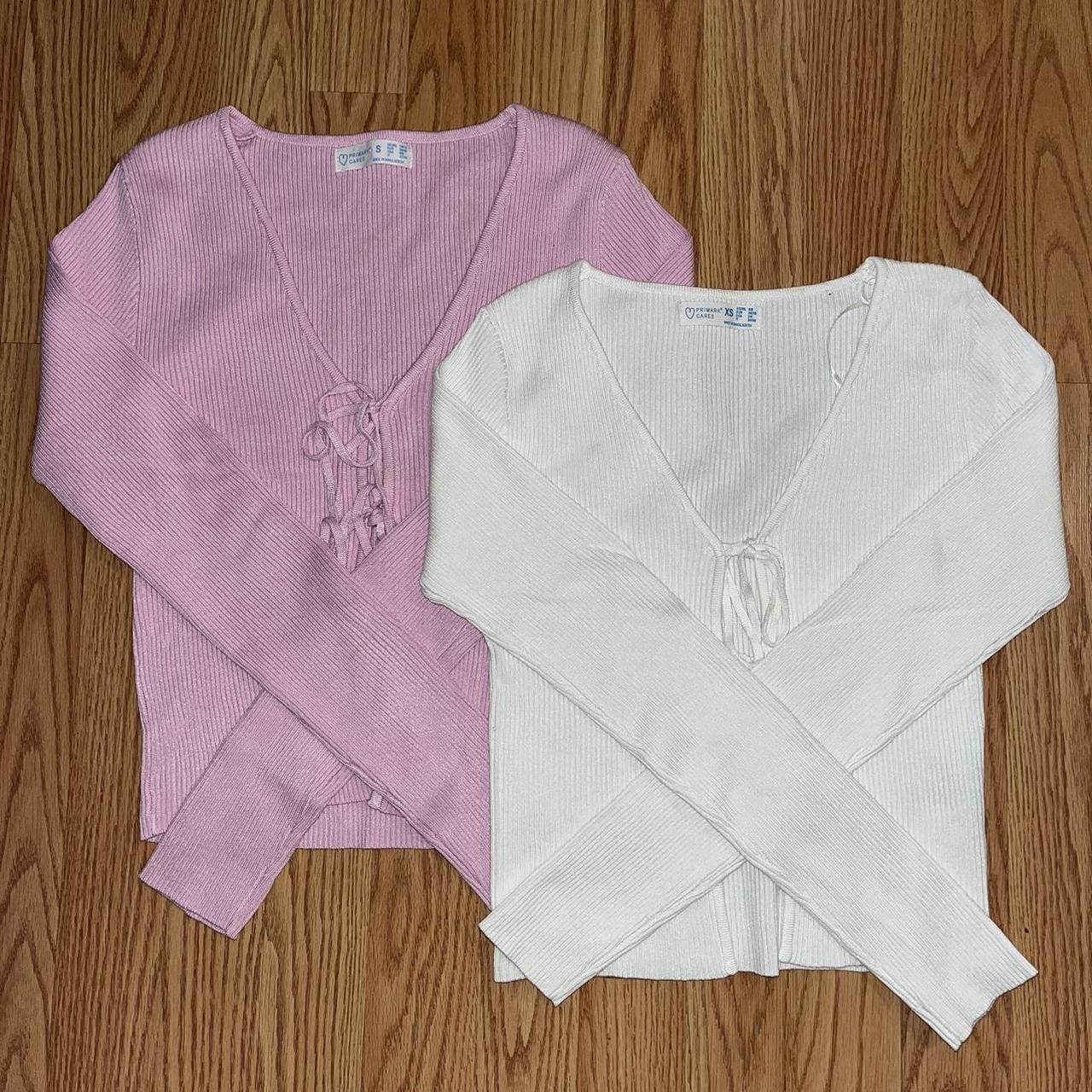 Primark Women's Pink and White Cardigan Depop