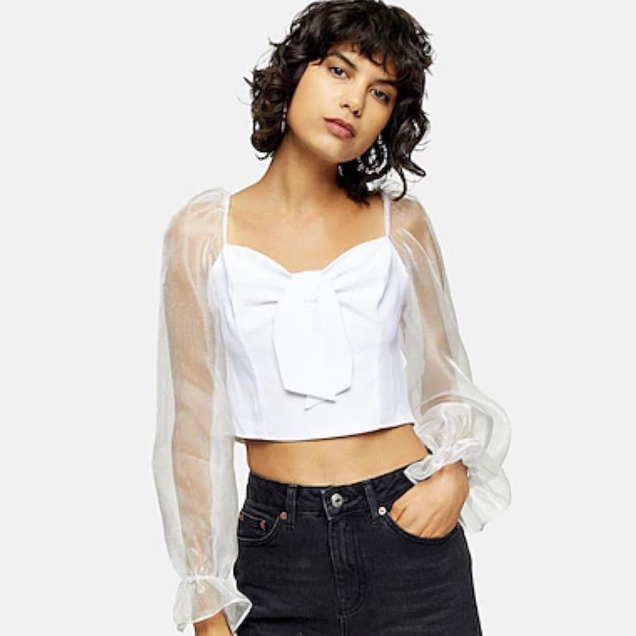 Topshop organza best sale sleeve blouse