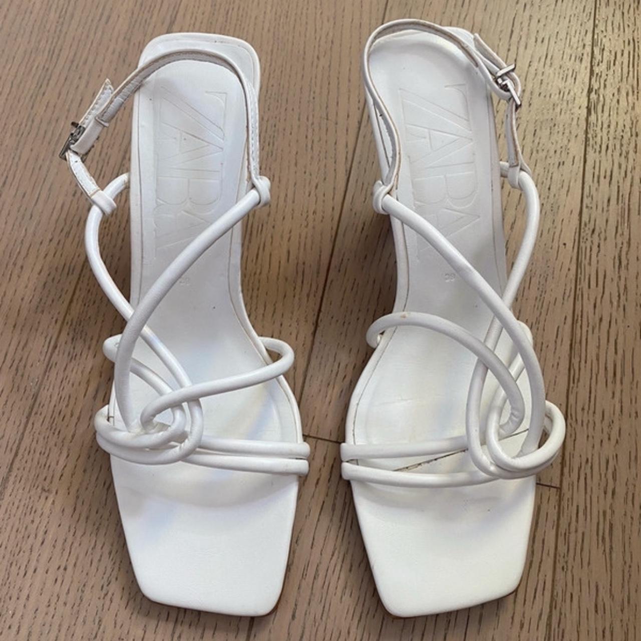 Strappy Sandals Zara Leather High Heel Sandals With Square Toes