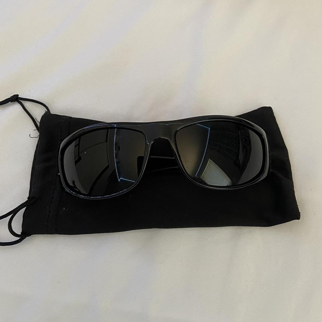 Y2K black wrap around glasses, brand new never... - Depop