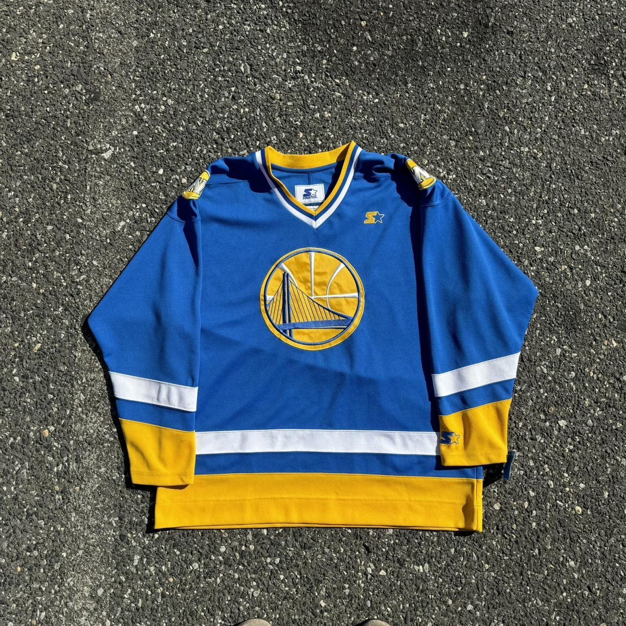 Golden State Warriors Starter Denim Baseball Jersey - Depop