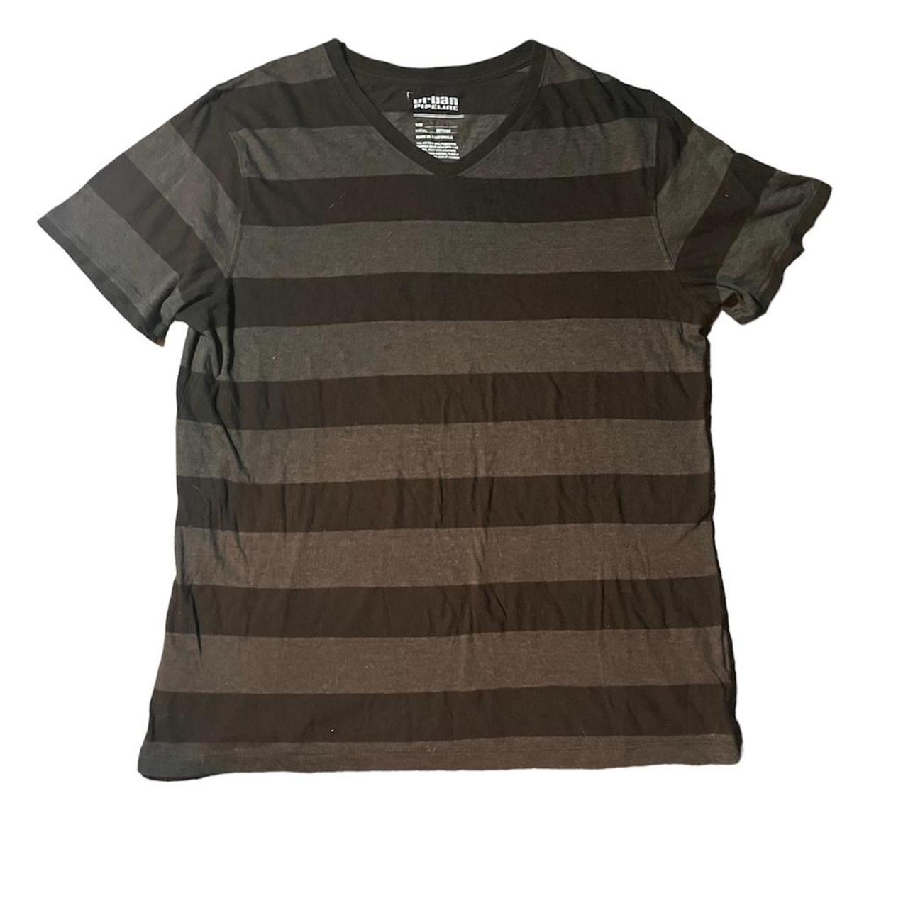 Brown striped urban pipeline shirt Size L 75% cotton... - Depop