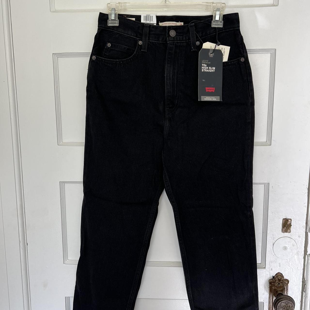 Levi’s Premium 70s High Slim Straight Black Jeans.... - Depop