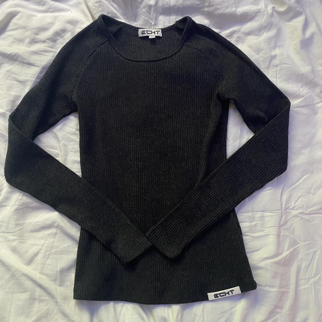 dark grey small ECHT long sleeve top no flaws - Depop