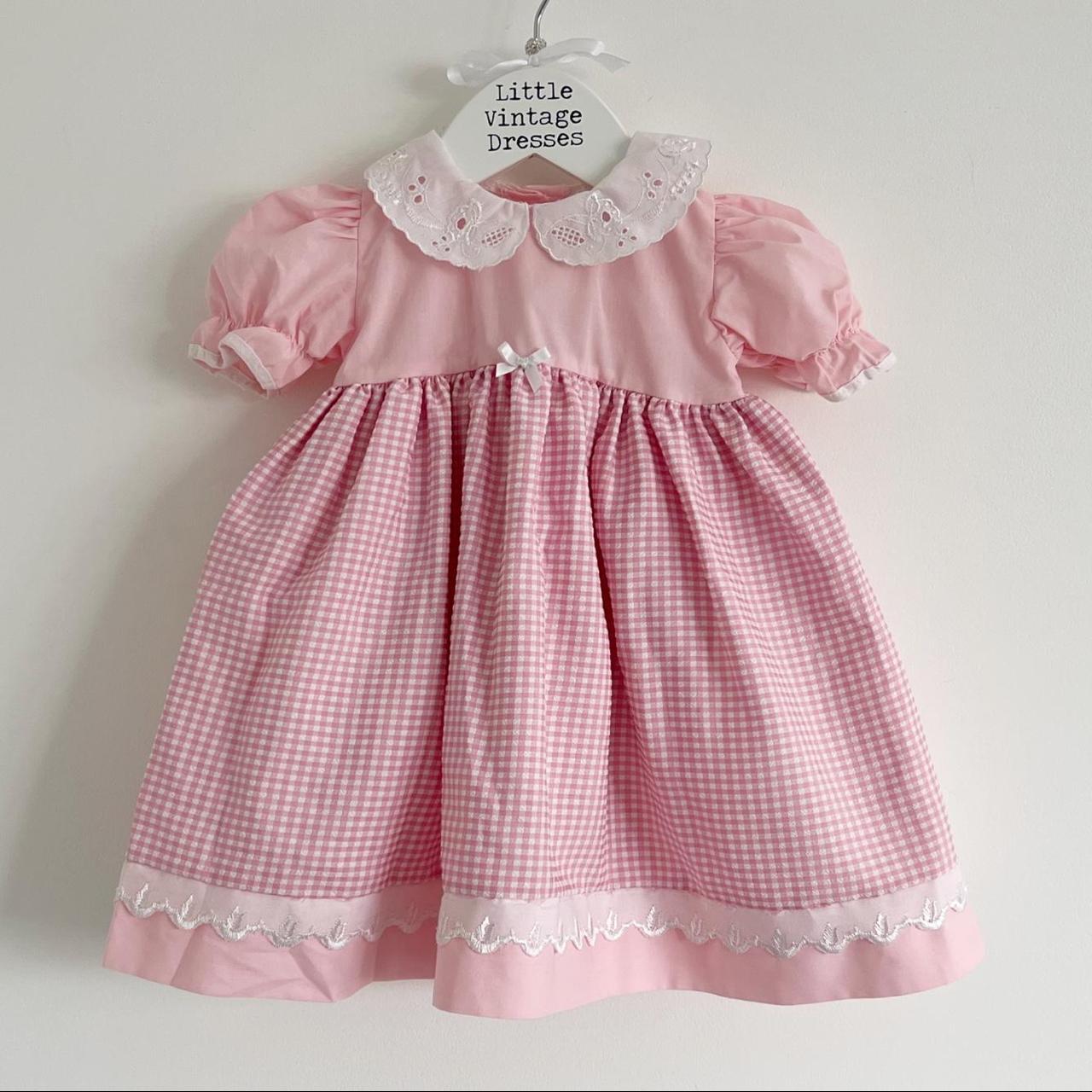 🤍VINTAGE PINK AND WHITE GINGHAM SUMMER DRESS🤍 3 - 6... - Depop