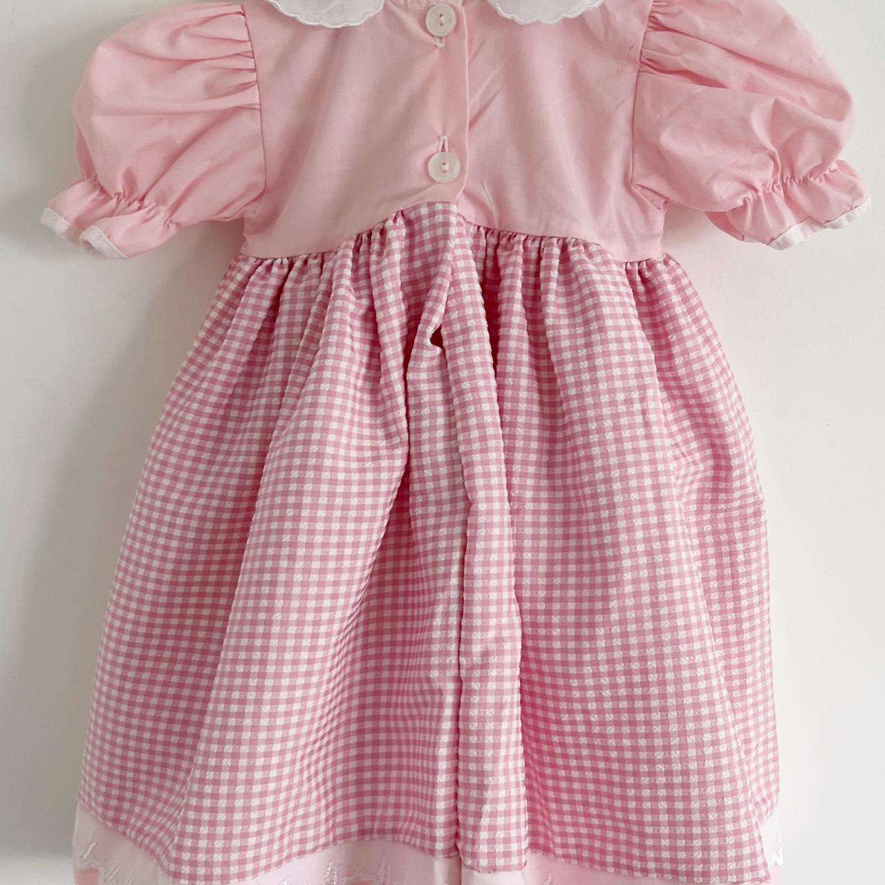 🤍VINTAGE PINK AND WHITE GINGHAM SUMMER DRESS🤍 3 - 6... - Depop