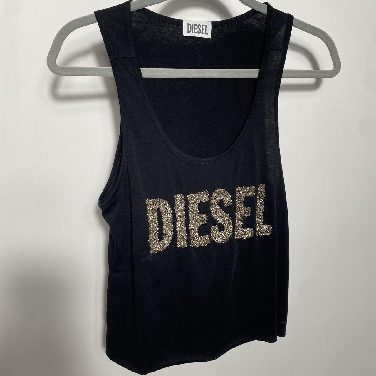 Diesel Women's Black and Silver Vest | Depop