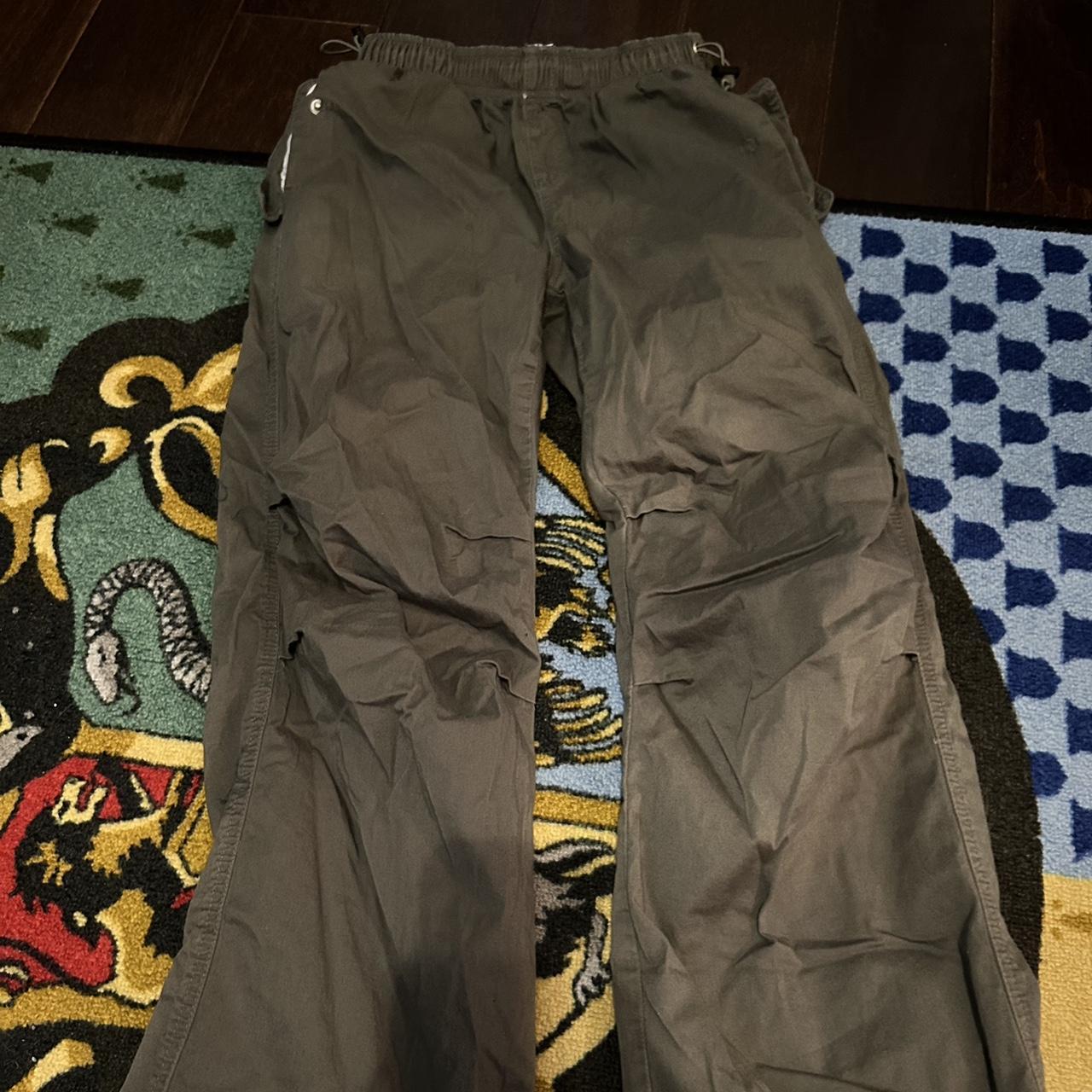 Green parachute pants! -one pocket is missing a... - Depop