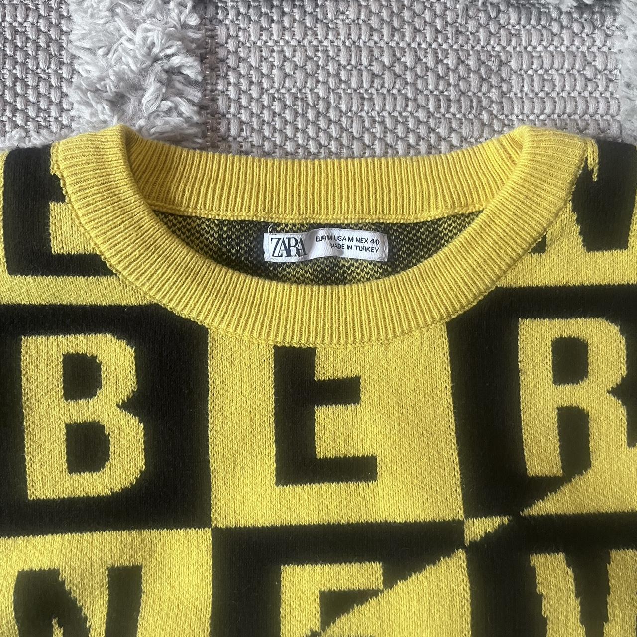 Zara Men letter Jacquard Sweater Men’s size Medium... Depop