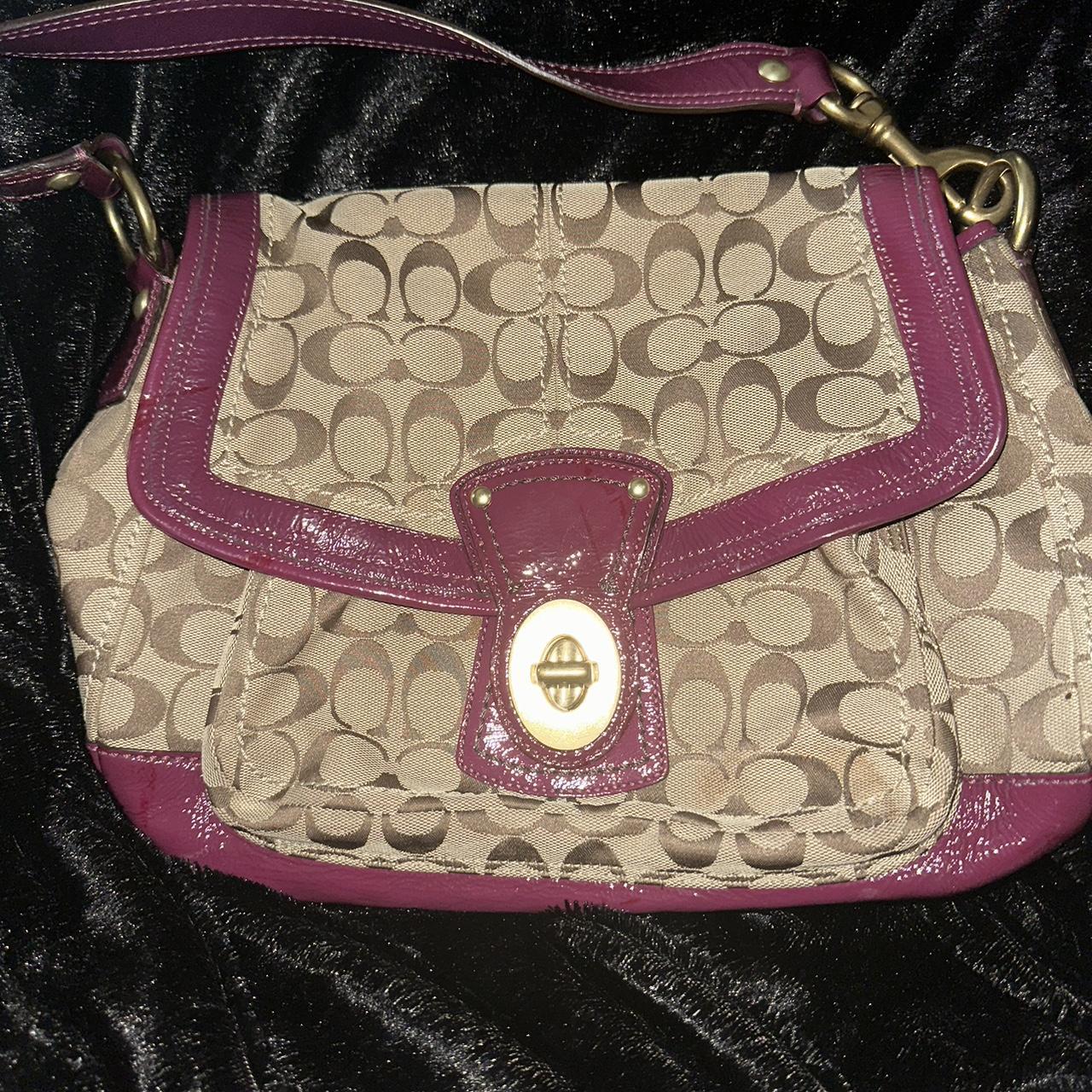 Vintage Lilac Monogram Brown Coach Purse 