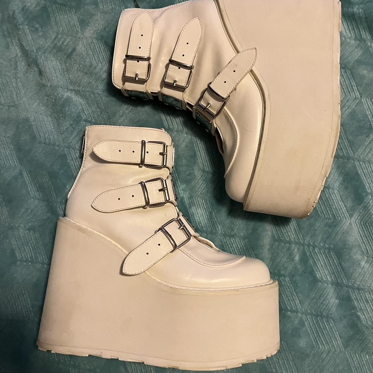 demonia white platform boots