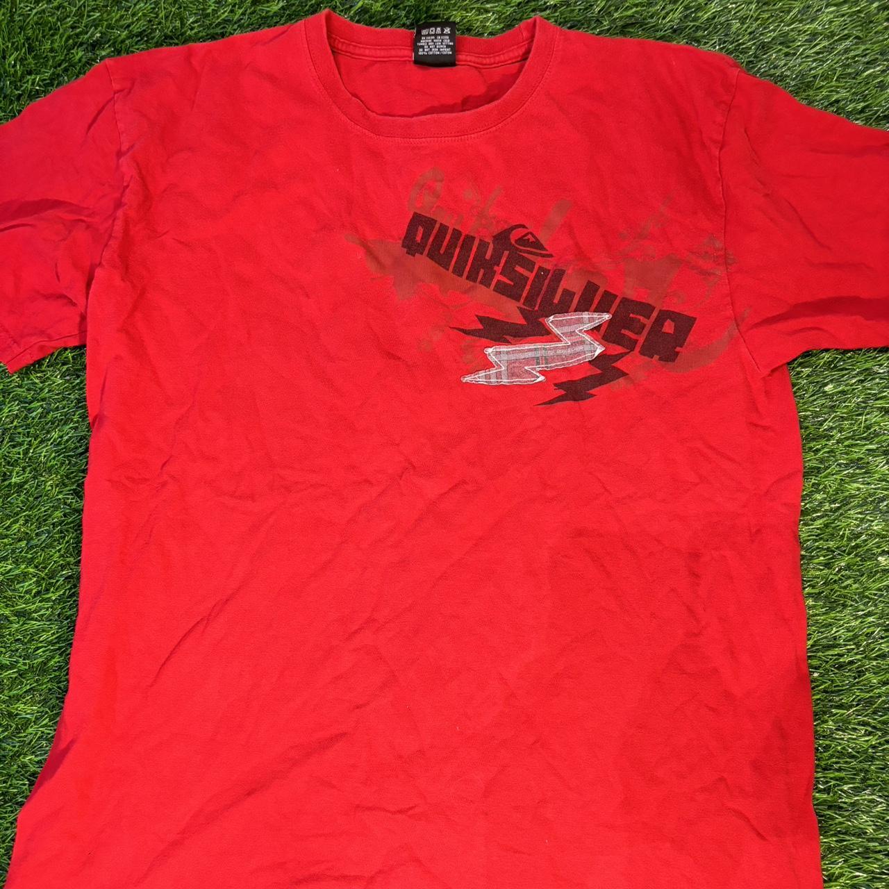 Vintage Y2K Quicksilver red graphic surfer surfing... - Depop