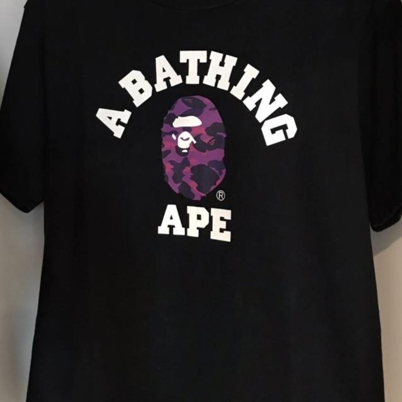 BAPE Men's Black and Purple T-shirt | Depop