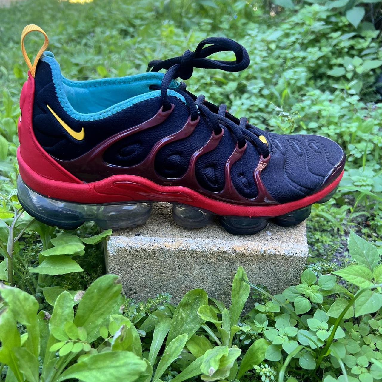 Nike Air Vapormax Plus Black Red Stained Glass. Depop