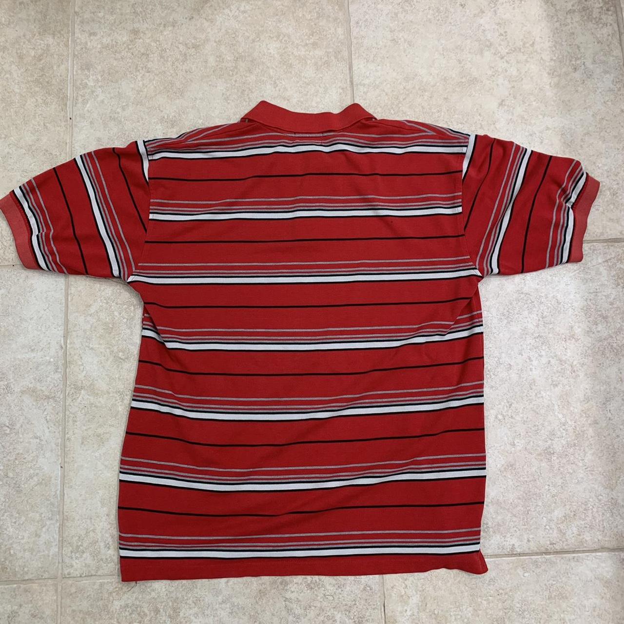 Vintage Men’s red stripped Caetop sportswear polo.... - Depop