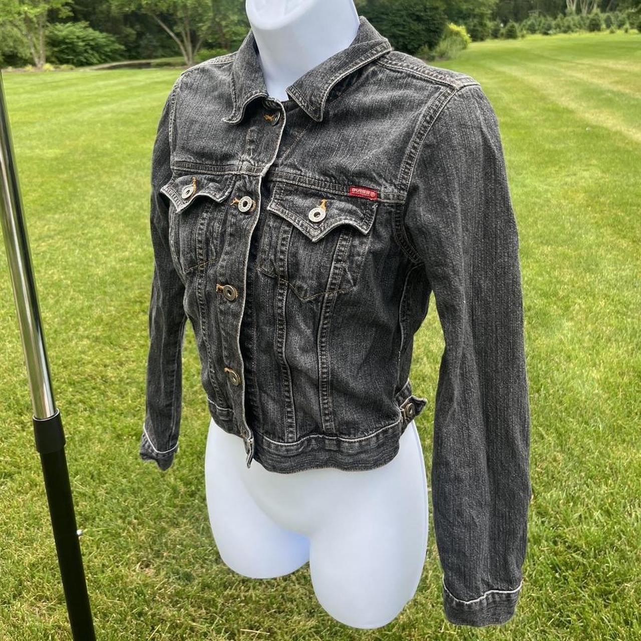 vintage y2k guess black denim jacket Super cute Depop