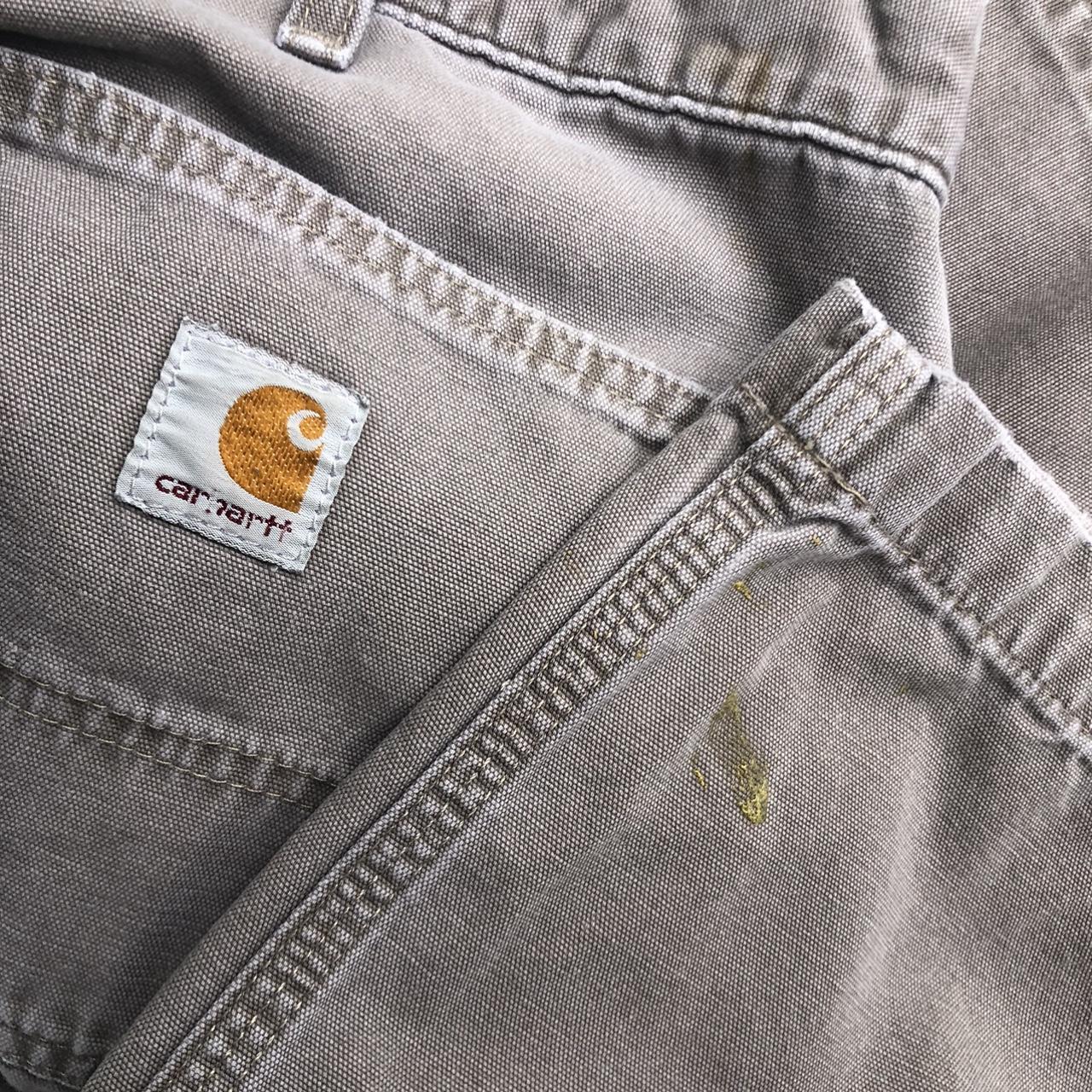 Carhartt Light Tan Carpenter Pants 36x30 small paint... - Depop