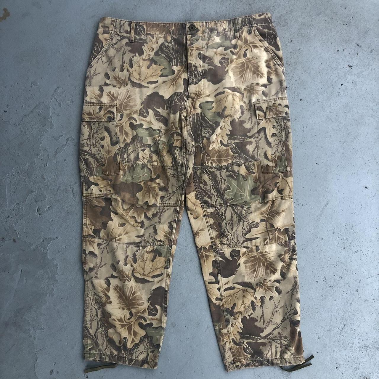 Vintage 80s Camo Cargo Pants. Adjustable waist fits... - Depop