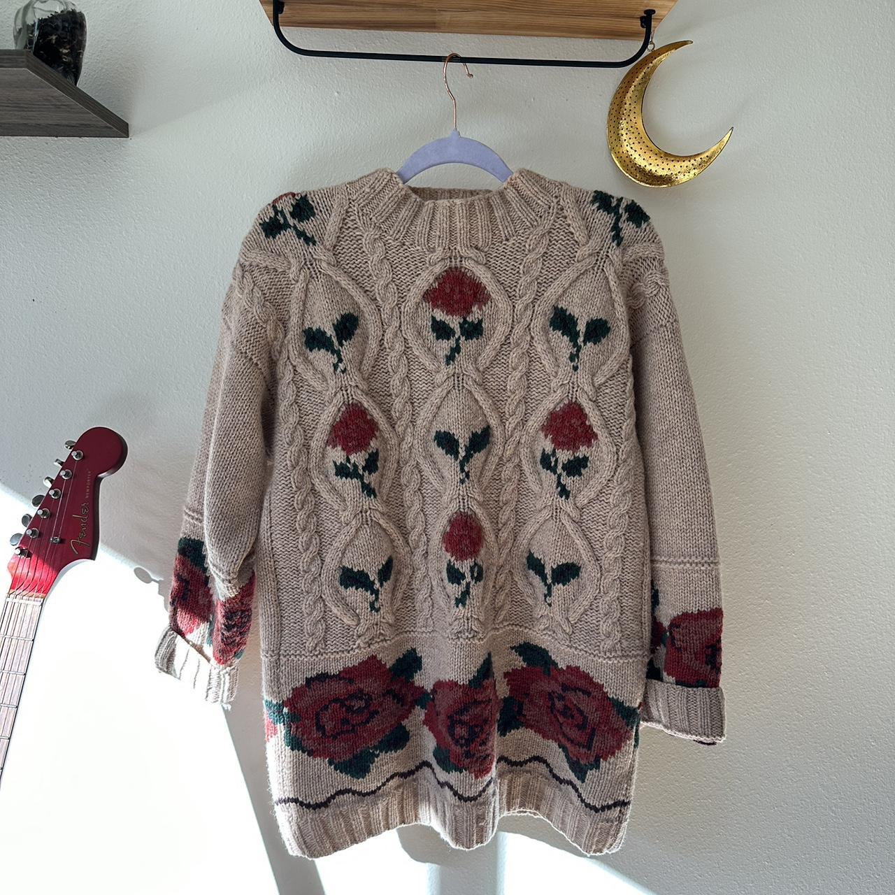 Vintage cottagecore cable knit sweater by Country... - Depop