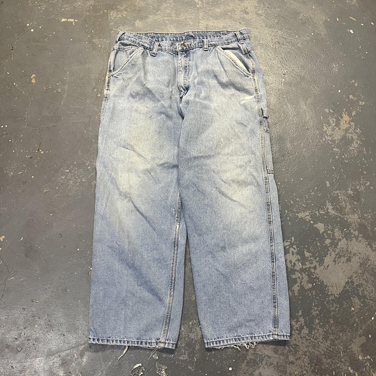 Vintage Baggy Faded Carpenter Jeans fits 34x28 NO... - Depop