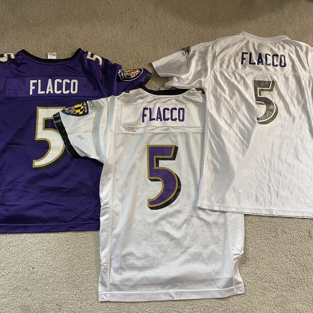 Baltimore Ravens, NFL Jersey, Flacco 5, Reebok, Youth XL, Purple