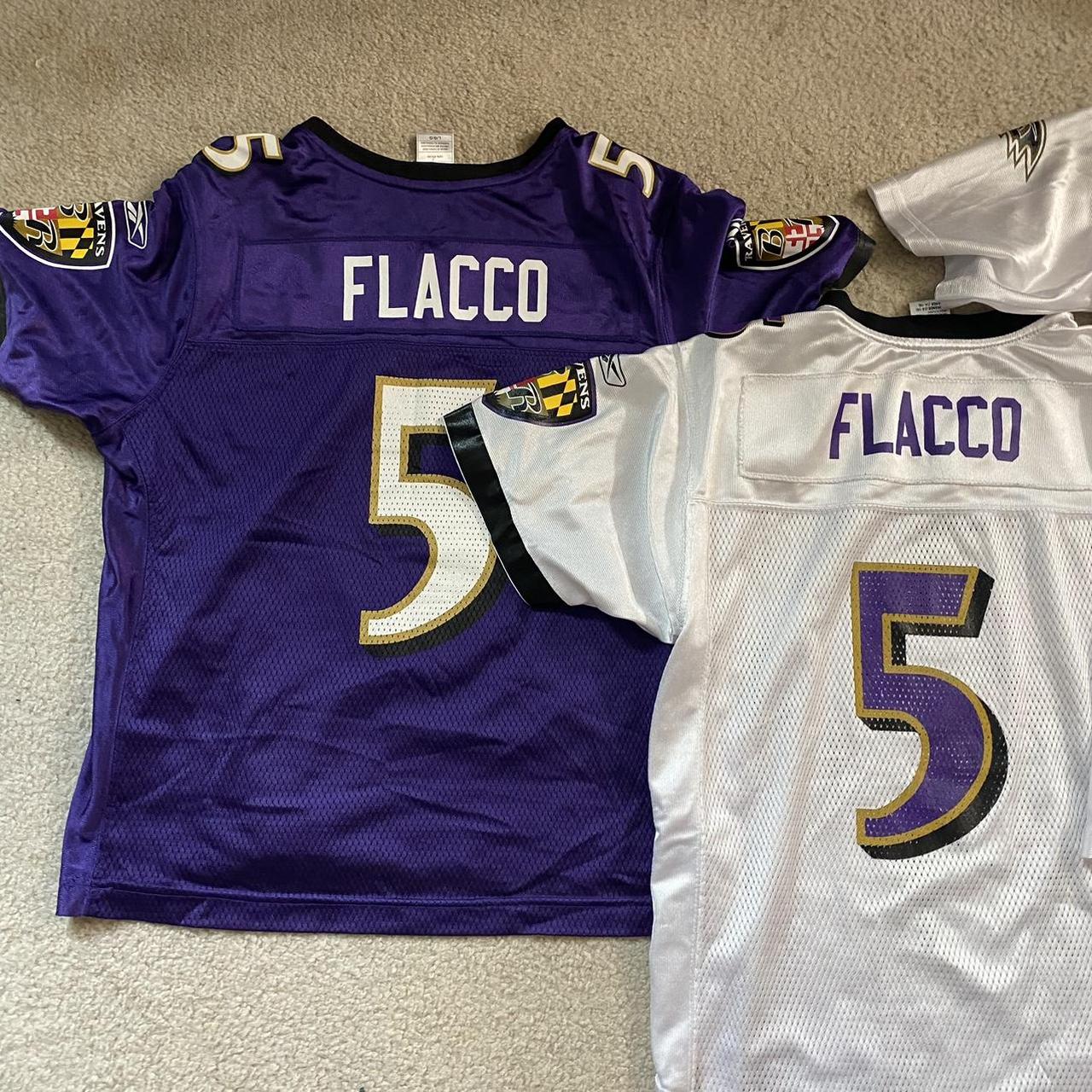 Baltimore Ravens, NFL Jersey, Flacco 5, Reebok, Youth XL, Purple