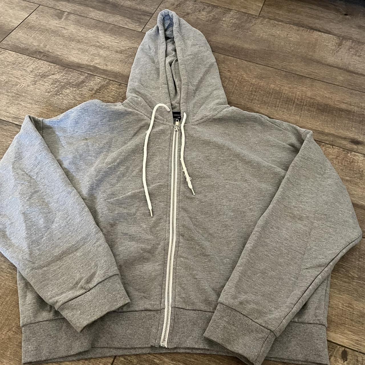 forever 21 gray zip up size 2xl; runs slightly small... - Depop