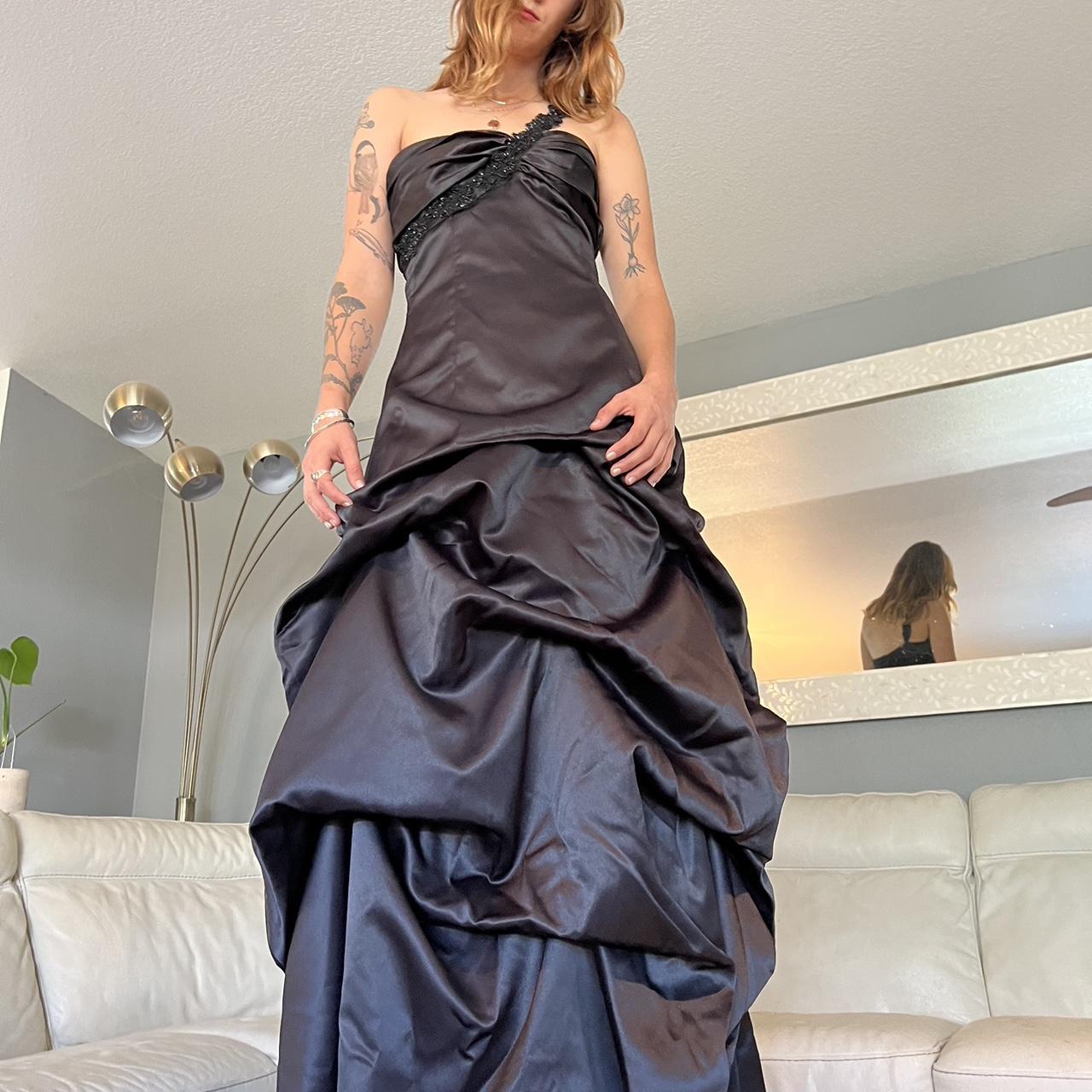 Vintage Masquerade Black Satin Voluminous Ball Gown... - Depop