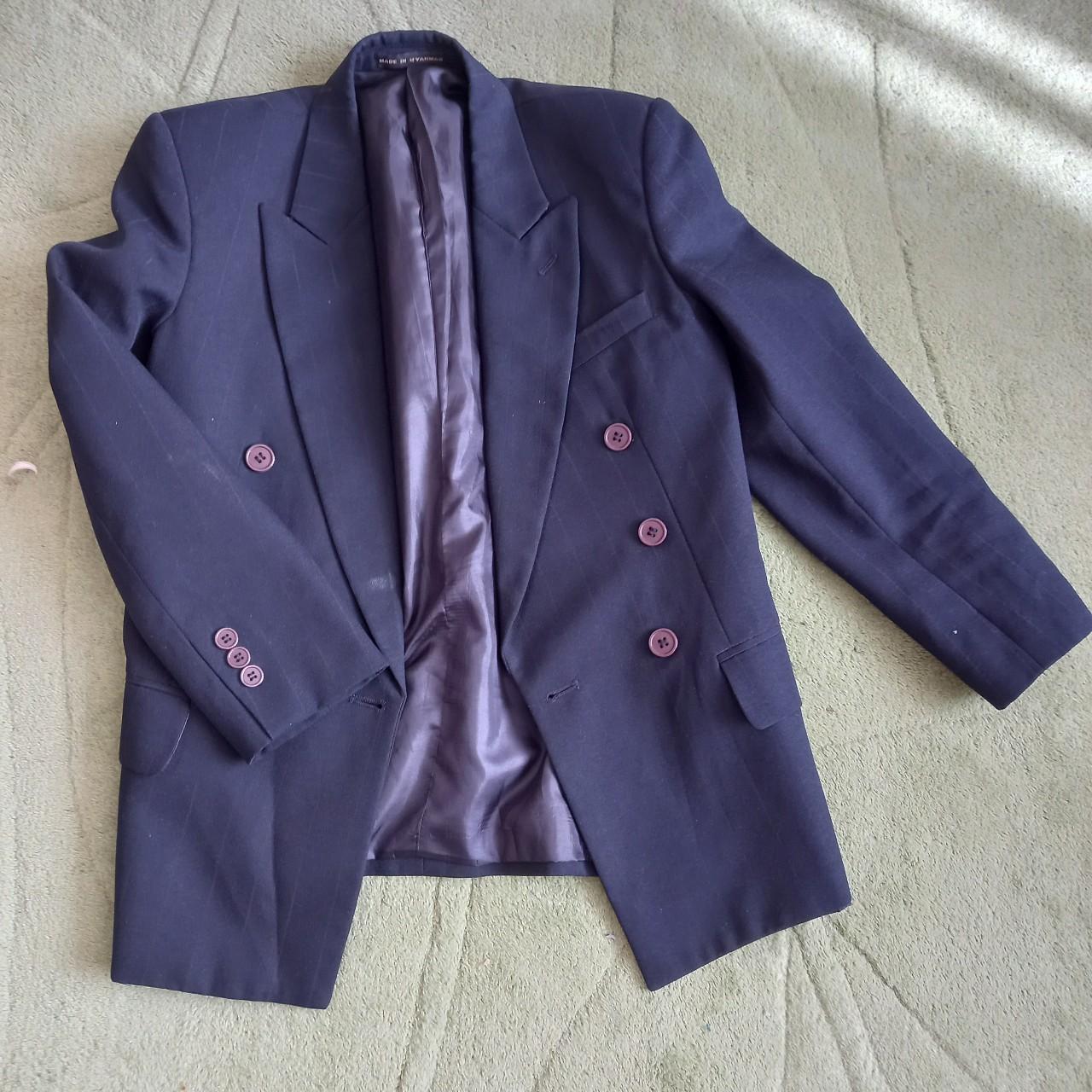 Super cute blazer dark navy pinstripe really nice... - Depop