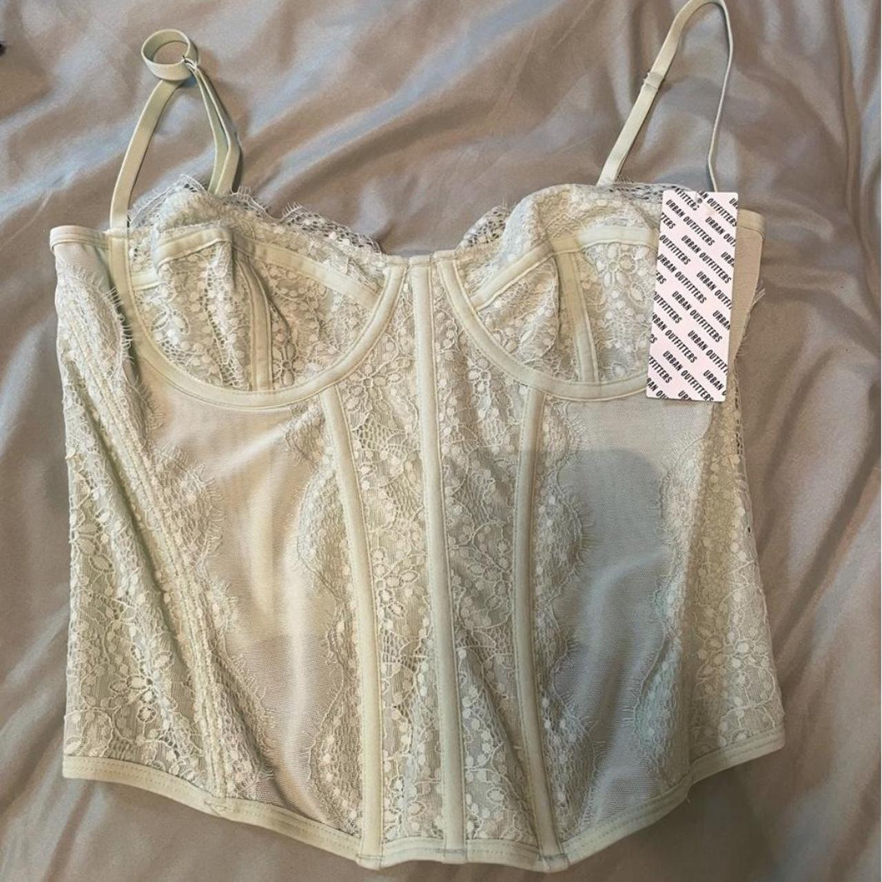 urban outfitters corset (light green) • size... - Depop